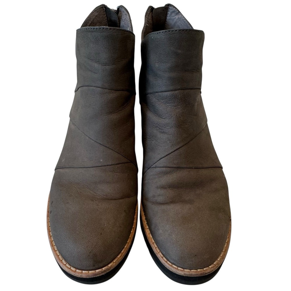 Eileen Fisher Clapton Gray‎ Graphite Nubuck Leather Wedge Bootie S1 Sz 5 - Picture 3 of 10